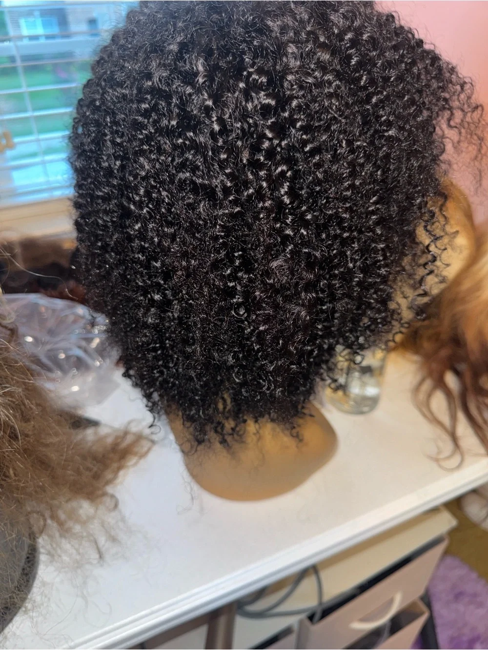8inch Short jerry Curl closure wig Black -by unice